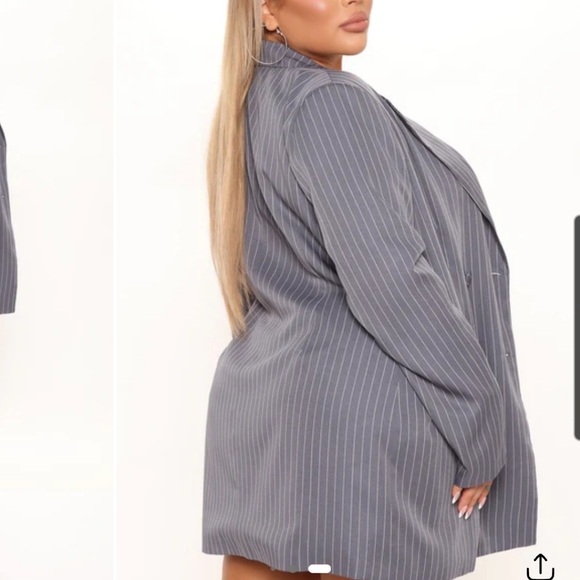 Fashion Nova Gray Blazer Pinstripe Short Set - Picture 4 of 8
